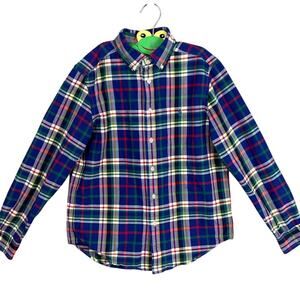 Polo Ralph Lauren Boys Plaid Cotton Oxford Shirt Blue Green Red SZ 14/16 Preppy